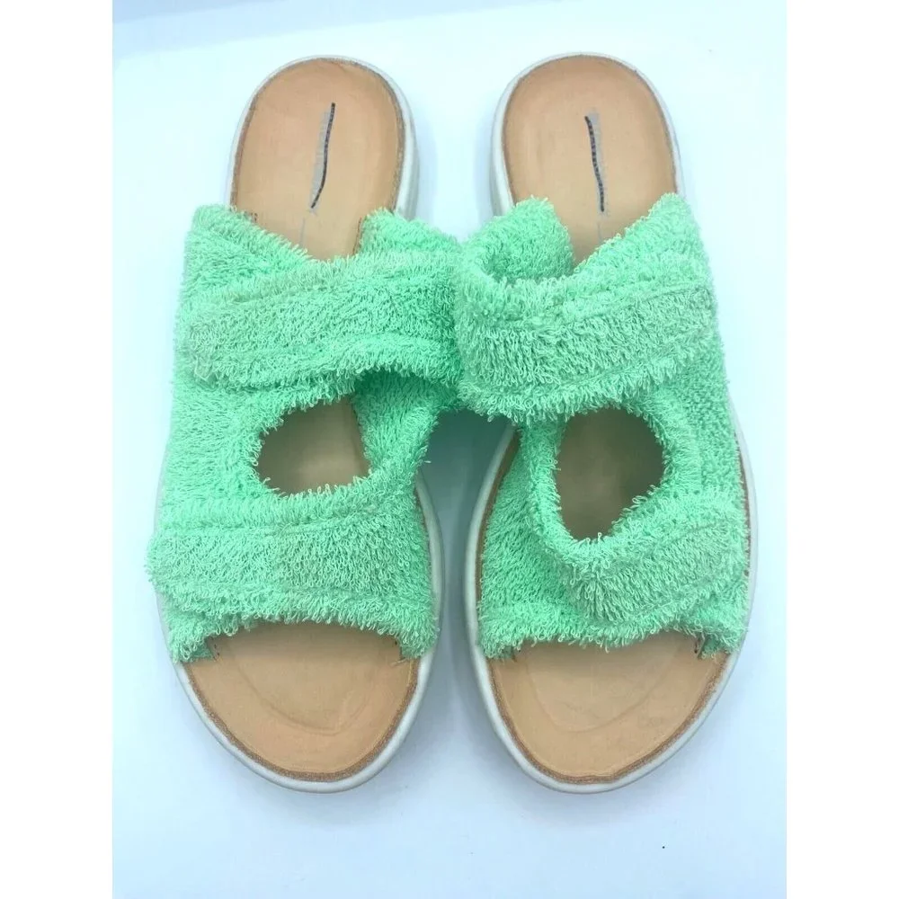 INTENTIONALLY Blank Blink Terry Top Neon Lime Sandal US 8.5/9 EU39 NWOB Scuffed - Picture 3 of 9